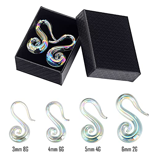 Stuppendux BLING044-J-3MM Seahorse Shape Ear Glass Spiral Tapers Plugs Tunnels Expander Hanger Gauges Earrings Stretching Body Piercings Jewelry Gauges 8G 3Mm thumb #1