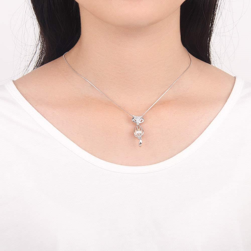925 Sterling Silver CZ Fox Cage Pendants Crafting Charm for DIY Necklace Bracelet Jewelry Making