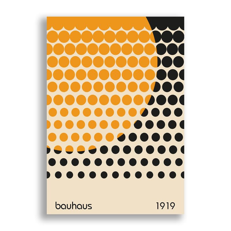 FAB Bauhaus Circles on Circle - Modern Geometric Home Wall Décor - Abstract Art Prints for Living Room Hallway - Unframed Photo Poster (12" x 16" inches)