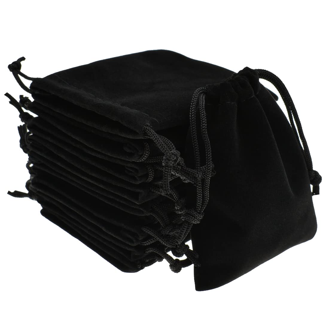 Syolee 10 Pcs Jewellery Bags Velvet Jewelry Pouches Drawstring Gift Bags 9cm x 7cm, Black