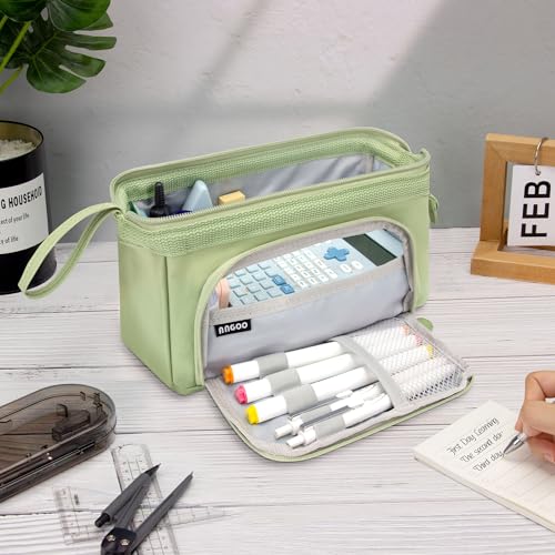 Image of Large Capacity Pencil Case Big Pencil Pouch Special Aesthetic School Pen Bag For Girls Teen Nurse Adults Kids Soft Organizer With Zipper Cute Travel Pencil Pouches Estuche Para Lapices Green