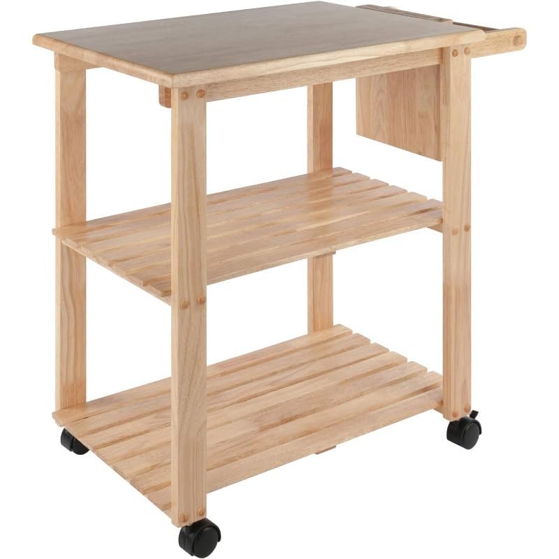 Wood Island Cart – stylowa szafka z zakładką i półkami do ulepszonych rozwiązań w zakresie przestrzeni roboczej, przenośna walizka do gotowania w domu