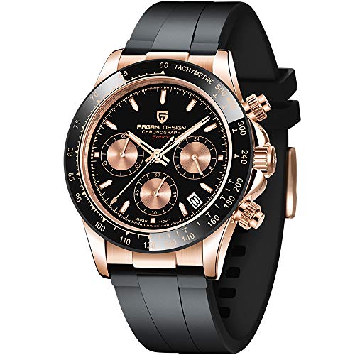 Preisvergleich Produktbild PAGANI DESIGN Herren-Quarz-Armbanduhr, Japanisches Uhrwerk, Sport-Chronograph, Edelstahl, multifunktional, wasserdicht