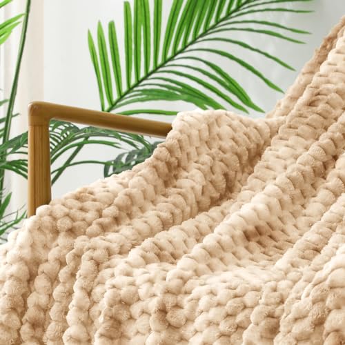 Image of Exclusivo Mezcla King Size Fleece Blanket for Bed, 90x104 Inches Stylish Jacquard Velvet Soft Blanket, Fuzzy Cozy Lightweight for Winter, Tie-dye Camel