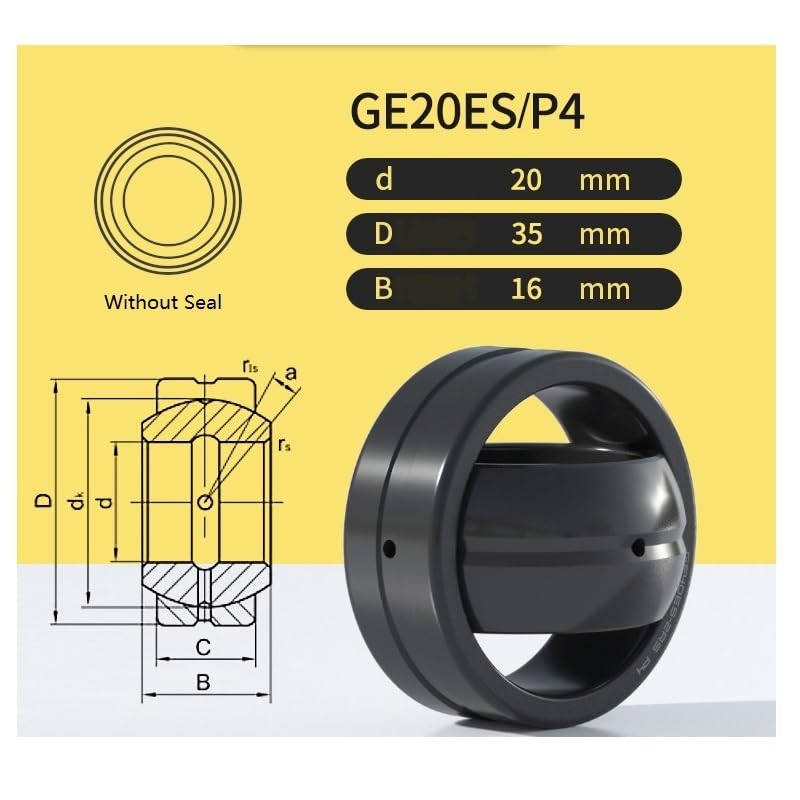 DINGGUANGHE 1pcs P4 Radial Spherical Plain Bearing GE4E/GE5E/GE6ES/GE8ES/GE10ES/GE12ES/GE15ES/GE17ES/GE20ES Joint Bearings(GE20ES P4)