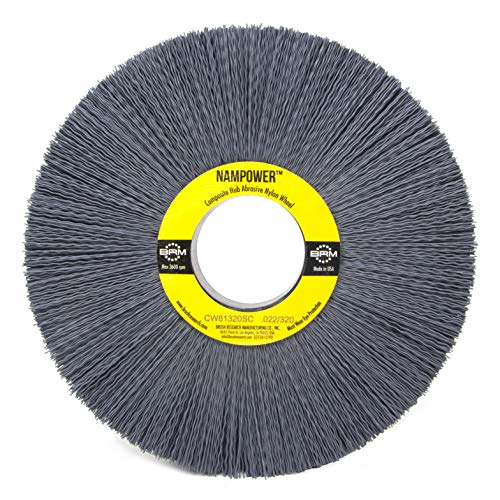 Image of Brush Research CW81320SC Nampower Composite Hub Abrasive Nylon Wheel Brush, Round Hole, Silicon Carbide Filament, 8 inch Diameter, 0.022 inch Wire Diameter, 2 inch Arbor Hole, 2.5 inch Bristle Length, (Pack of 1)