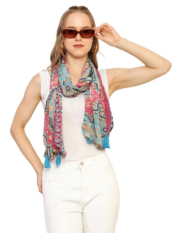 KE KanhaExportsKE KANHA EXPORTS scarf for women stylish | Scarf For Women | face mask | Printed Fancy Tassle Full Face Cover | Head | Hair Face Protection | Sun Protection in summer | Lightweight