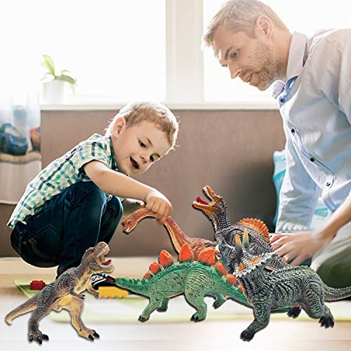 Keliwow Dinosaur Toys For Boys - 6 Pcs 13” Big Soft Pvc Dinosaur Figures - T Rex Triceratops Spinosaurus Stegosaurus Brachiosaurus Pterosaur - For Toddlers Kids Aged 3 + #TOP5