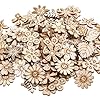 Psyqtsuary 100 Pcs Poplar Wood Mini Flowers DIY Crafts Cutouts Embellishments #1