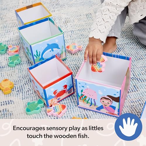 Melissa & Doug® Ms. Rachel™ Sort and Count Nesting and Stacking Blocks with Wooden Fish Preschool Learning Toy for Boys, Girls - FSC Certified - Thumbnail 6