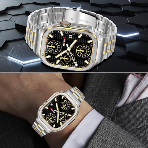 Image of MioHHR Stainless Steel Band with Case for Apple Watch Bands Ultra 3 /2 /1