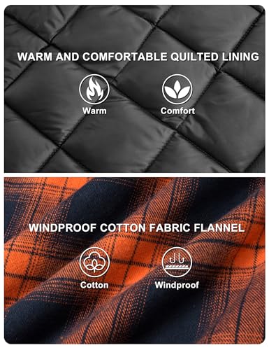 TACVASEN Men's Flannel Shirt Jacket Quilted Lined Long Sleeve Button Down Shirts Jacket4
