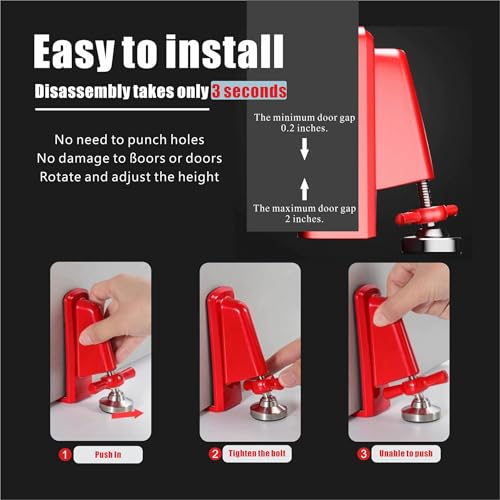 Door Stoppers Security - Portable Door Jammer for Travel Security Anti Theft, Apartment Hotel Door Lock - Protection for Homeowner and Children, Lockdown Device for Women Safety Self Defense (Red) - Image 6