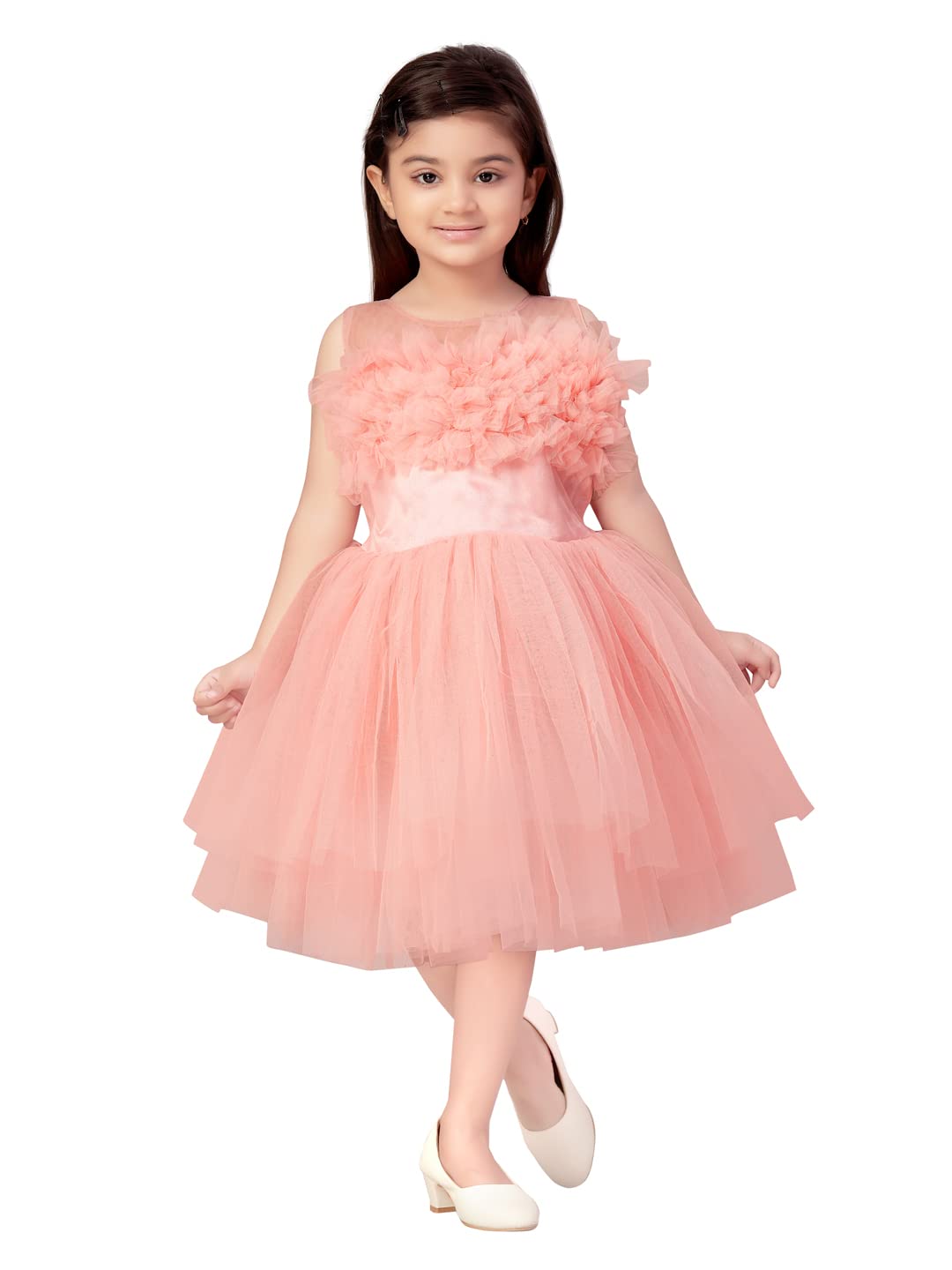 AarikaBaby-Girl's Nylon Fit and Flare Knee-Length Dress