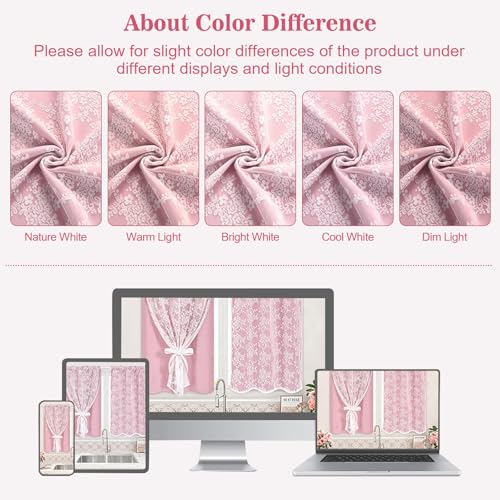 Image of Yinhua Pink Curtains for Girls Room Double Layer Blackout Curtains for Bedroom 96 Inches Long Nursery Curtain for Living Room, Grommet Drapes with Tiebacks, 52 inch W x 96 inch L