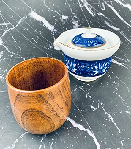 Japanbargain 4079+4103 4103+4079, Wooden Tea Cup And Saucer Set Wooden Water Mug Coffee Mug Japanese Zen Style Teacup 4 Ounce thumb #8