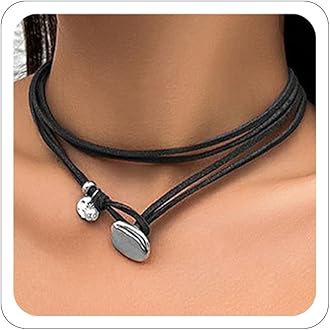 Boho Necklace Leather Necklace for Women,Bohemian Brown Suede Leather Necklaces Turquoise Suede Choker Necklace Boho Wrap Necklaces Jewelry