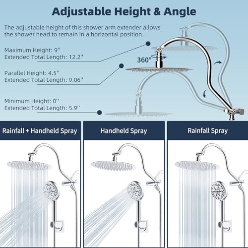 Hibbent All Metal cUPC Certified Shower Head, 10'' Rainfall Shower Head - image 6