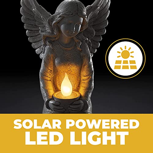 Vp Home Heavenly Angel Solar Powered Outdoor Decor Garden Light With Led Crackled Glass Globe Fairy Outdoor Figurine Light For Home, Patio, Yard Art Resin Fairy Garden Solar Light #TOP1