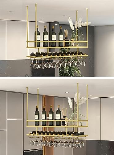 Support verres à vin mural et plafond réglable en hauteur pour bar