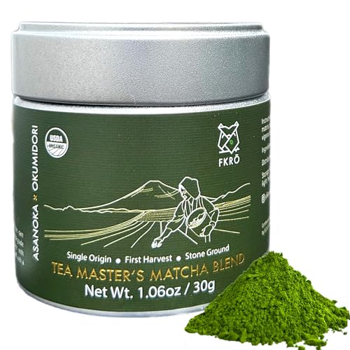 FKRO Organic Tea Master's Ceremonial Grade Japanese Matcha Green Tea Powder. 1st Harvest, Single...