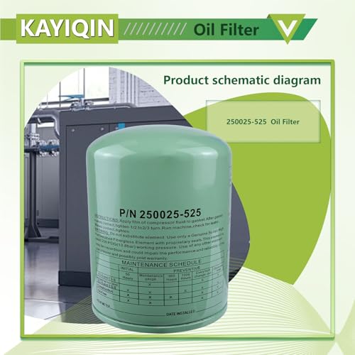 Image of 250025-525 KAYIQIN Oil Filter Compatible with LS10-40 VS20-32 Type Air Compressor, P /N250025-525 Replacement Part
