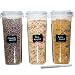 MiCasa Cereal & Dry Food Storage Container Set of 3 (16.9 Cup / 135.2oz) Airtight + 8 FREE Chalkboard Labels + 1 FREE Liquid Chalk Marker - Great for Flour, Sugar, Rice, Grains, Coffee, Pet Food