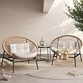 Grand patio 3-Piece Wicker Seating Set, Oversized Chairs with 4.75" Cushion Coffee Table for Garden Poolside Backyard Lawn