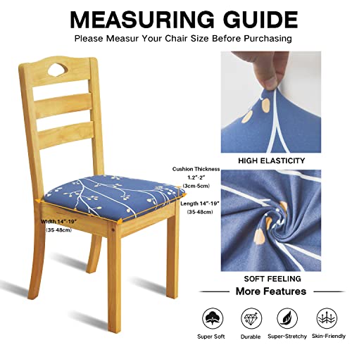 Eeaivnm Seat Covers For Dining Room Chairs, Stretch Printed Chair Covers With Ties, Square Removable Washable Chair Protector Seat Cushion Slipcovers For Kitchen, Office(Set Of 4, Blue Flower) #TOP3