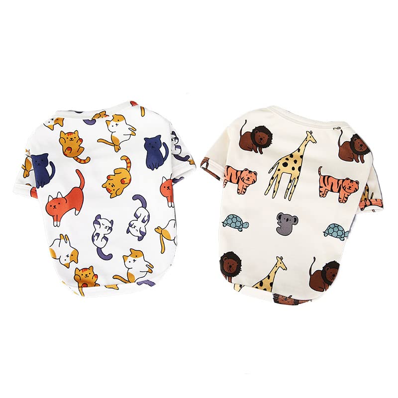 2 Pack Cute Printed Dog Clothes Soft Warm Boy Girl Puppy Shirt Comfort Cat Costume for Small Medium Dogs Cats, Machine Washable Dog Outfits, X-Large.