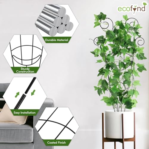 Image of ecofynd 32 inches Metal Trellis for Plants, Different Patterns Stem Flower Plant Support, Garden Climbing Plant Trellis for Outdoor Amaryllis Orchid Lily Rose (1 Pack, BLK, TR017)