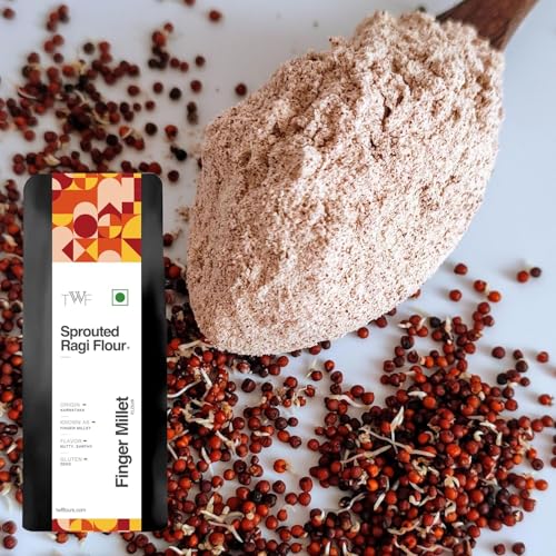 Image of TWF Sprouted Ragi Atta | 500g | Finger Millet Flour (Nachni | Kelvaragu | Madua Atta | Stone-Ground & Not Pulverized | No Added Sugar or Salt | Protein-Rich & 100% Gluten-Free | Ideal for Roti, Daliya, Porridge | Karnataka Sourced | No Chemicals
