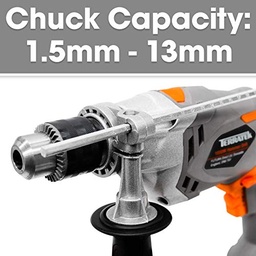 Terratek Corded Hammer Drill 1050W Variable Speed 0-3100RPM, 2 in 1 Hammer Drill & Electric Drill Function for Concrete, Steel & Wood with Auxiliary Handle Included 4 Terratek Corded Hammer Drill 1050W Variable Speed 0-3100RPM, 2 in 1 Hammer Drill & Electric Drill Function for Concrete, Steel & Wood with Auxiliary Handle Included - Image 4