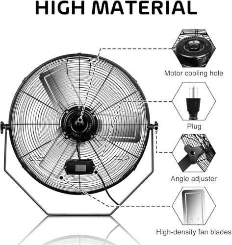 Image of Simple Deluxe 24 Inch Industrial Wall Mount Fan, Max 7600 CFM 3 Speed Commercial Ventilation Metal Fan for Warehouse, Greenhouse, Workshop, Patio, Factory and Basement - High Velocity, black