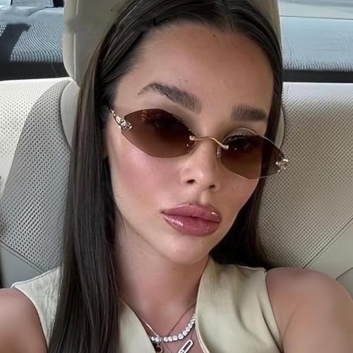 Fashion Rimless Hexagon Sunglasses for Women Luxury Punk Sexy Travel Rhombus2