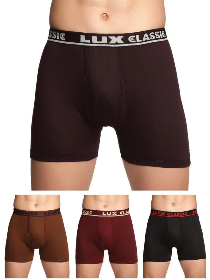 lux classic Men's Outer Elastic Trunks - Pack of 4 (Color May Vary) | Premium 100% Cotton | Ultimate Comfort Breathable, Soft & Durable | Everyday Essential Lux Underwear-picture-34