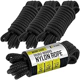 Boat Dock Lines (4 Pack) 3/8 X 20' Double Braided Boat Ropes for Docking with 12' Eyelet. Marine Grade Nylon Material & Damage Resistant Line Fibers for Secure Docking