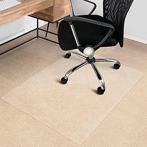 FLODI. PRO Series Office Chair Mat for Carpeted Floor (114 x 200 cm) Highly Transparent, Clear Polycarbonate Floor Protection Mat with Studs, Durable, Shatter Resistant Desk Mat Cover