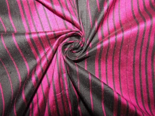 Soie dupion rose et noire tissu de luxe au mètre pour haute couture