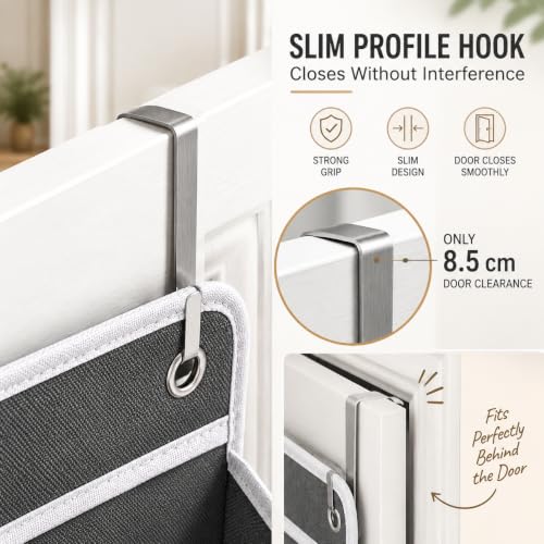 Image of JD FRESH Over the Door Organizer with Large Pockets /Multipurpose Door Storage and Anti-Tilt Hanging Storage for Bedroom /Bathroom, Pantry, Nursery Supplies Organiser
