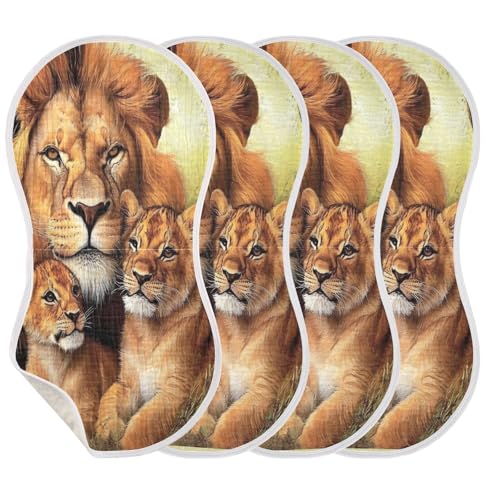 1 Pack African Wildlife Lion Muslin Burp Cloths Cotton Absorbent Baby Burping Rags for Boys Girls Soft Newborn Burp Bibs, 22 x 11 Inch3