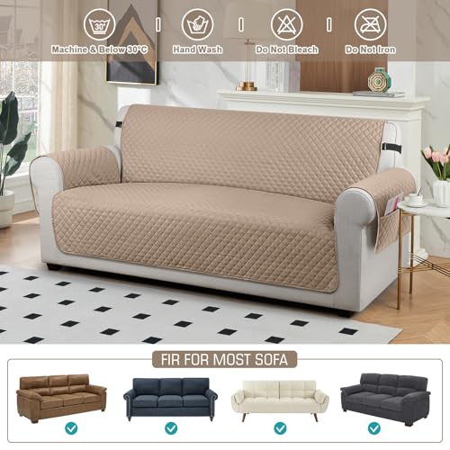 Image of TAOCOCO Sofa Protectors 3 Seater,Slipcover for Sofa,Sofa Cover for Pets,Sofa Slipcovers for Kids with Elastic Strap,Washable Sofa Cover Protect for Pets(Brown)