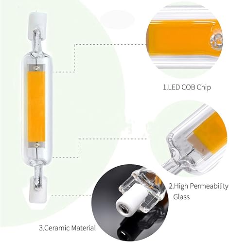 Miniatura 5 de R7S Bombilla LED tipo J T3 de doble extremo (paquete de 3) - 10 W 3.071 in, equivalente a 100 W halógeno, 3000 K blanco cálido, luz de paisaje de