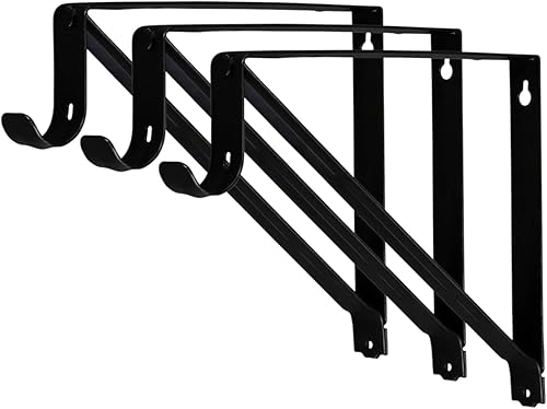 Estante de armario resistente y soporte para barra, negro, paquete de 3