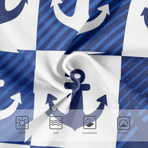 Nautical Squares Anchors Blue Panties Little Girl Girls Underwear Toddlers Cotton Colorful Underpants Briefs 2t3