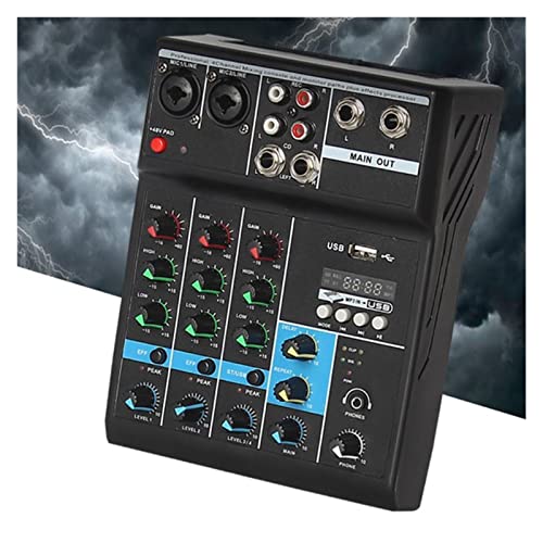 LVFD Mezclador de Audio estéreo Mezclador Profesional de 4 Canales, Consola mezcladora de Sonido...
