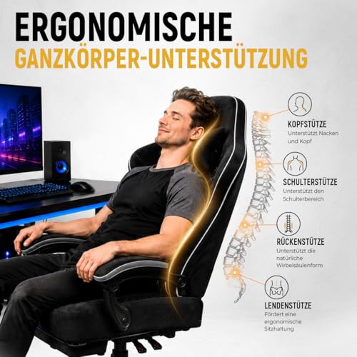 Shadcoler Gaming Stuhl Gamer Sessel - Tech-Stoff, hochdichter Schaum, Taschenfederung, ergonomische Unterstützung, 150 kg… – Ansicht 6