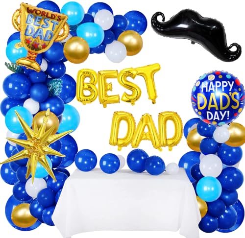Image of 133Pcs Fathers Day Balloons Decorations Garland Arch Kit Include Happy Fathers Day Balloons,BEST DAD Foil Mylar Balloons, Happy Father's Day Party Decoration Supplies