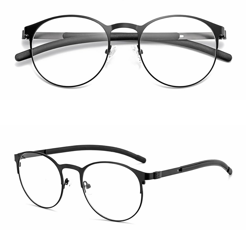 JIETIAN Nuevas Gafas de Lectura HD multifocales progresivas, Montura metálica Redonda Lentes de Resina asférica de 1,56,01,+2.0
