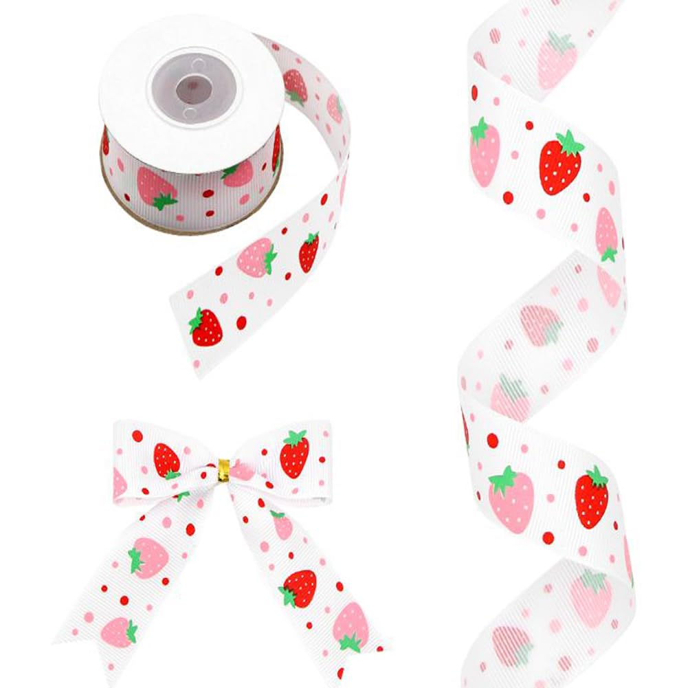 Ruban gros-grain rouge et rose à pois de 2,5 cm pour loisirs créatifs